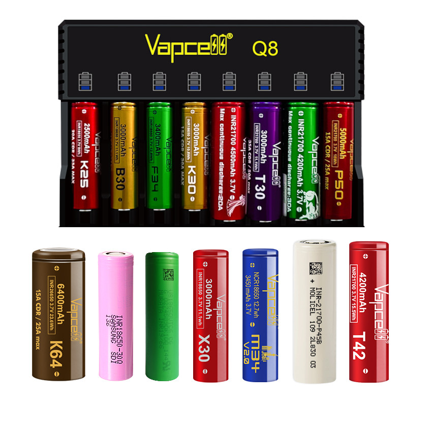 CARGADOR BATERIAS LITIO RECARGABLE 8 SLOT X 1000 MAH 18650 YMAS - 1