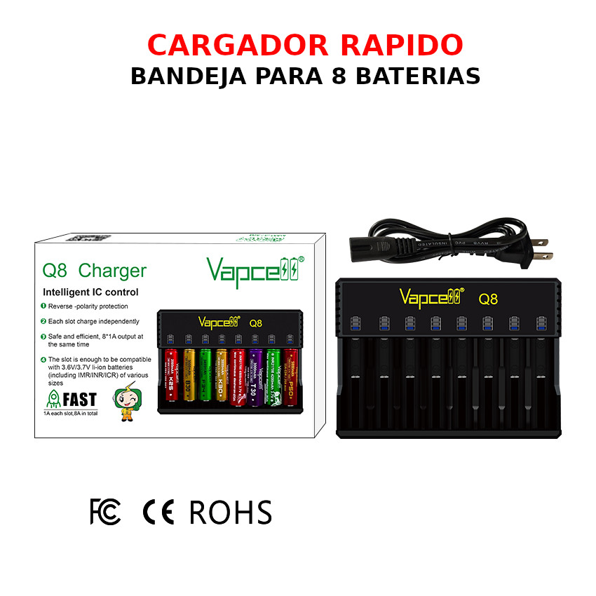 CARGADOR BATERIAS LITIO RECARGABLE 8 SLOT X 1000 MAH 18650 YMAS - 4