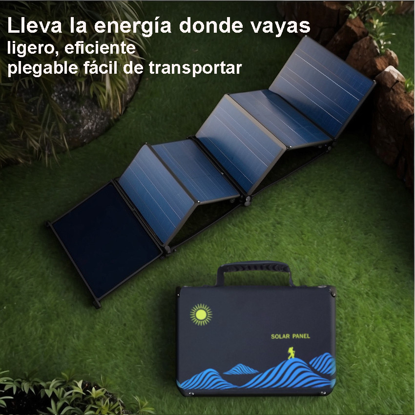 PANEL SOLAR PORTATIL PLEGABLE 50W CARGADOR USB/ DC 6 CUERPOS - 3