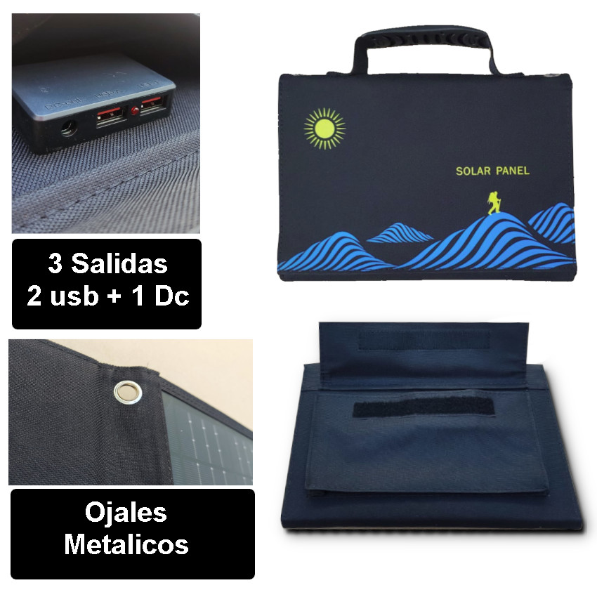 PANEL SOLAR PORTATIL PLEGABLE 50W CARGADOR USB/ DC 6 CUERPOS - 6