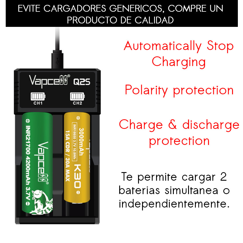 CARGADOR BATERIAS 18650 LI-ION AA AAA PILA RECARGABLE AUTO PROTECCION - 2