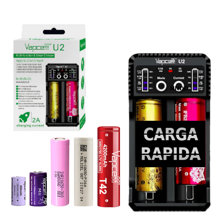 CARGADOR BATERIAS18650 LI-ION AA AAA LIFEPO 4 FAST CHARG 2A POWERBANK - 1