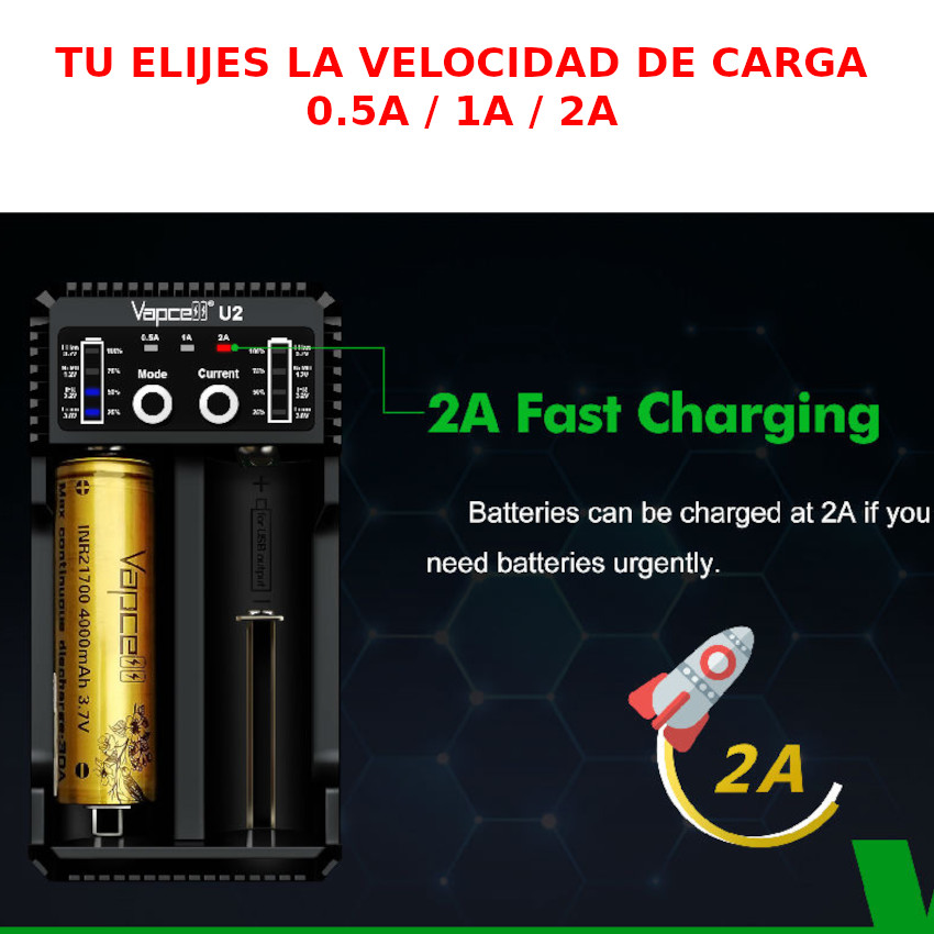 CARGADOR BATERIAS18650 LI-ION AA AAA LIFEPO 4 FAST CHARG 2A POWERBANK - 2