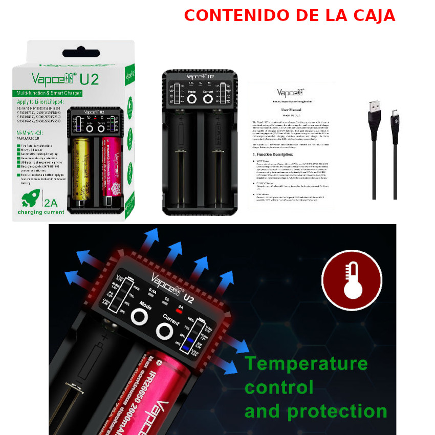CARGADOR BATERIAS18650 LI-ION AA AAA LIFEPO 4 FAST CHARG 2A POWERBANK - 5