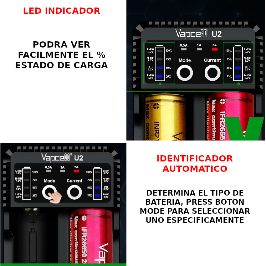 CARGADOR BATERIAS18650 LI-ION AA AAA LIFEPO 4 FAST CHARG 2A POWERBANK - 6