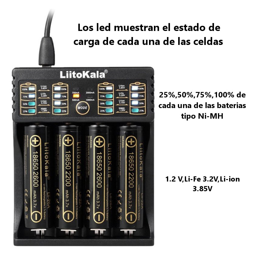 CARGADOR BATERIAS PILA RECARGABLE LIITOKALA LI 402 AA AAA 18650 14500 - 2