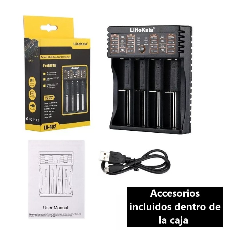 CARGADOR BATERIAS PILA RECARGABLE LIITOKALA LI 402 AA AAA 18650 14500 - 3