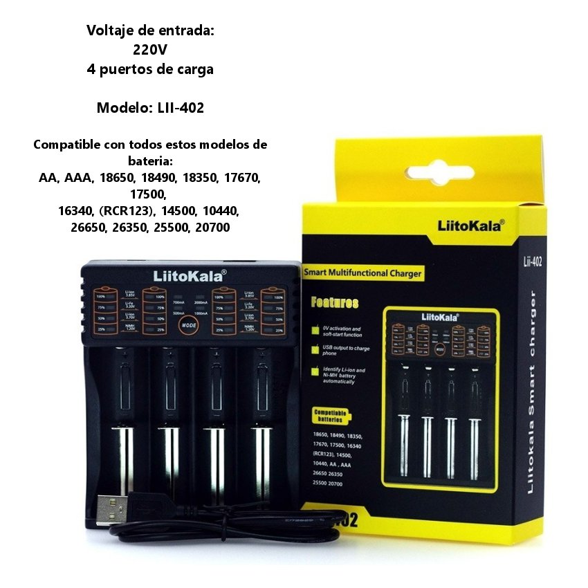 CARGADOR BATERIAS PILA RECARGABLE LIITOKALA LI 402 AA AAA 18650 14500 - 6