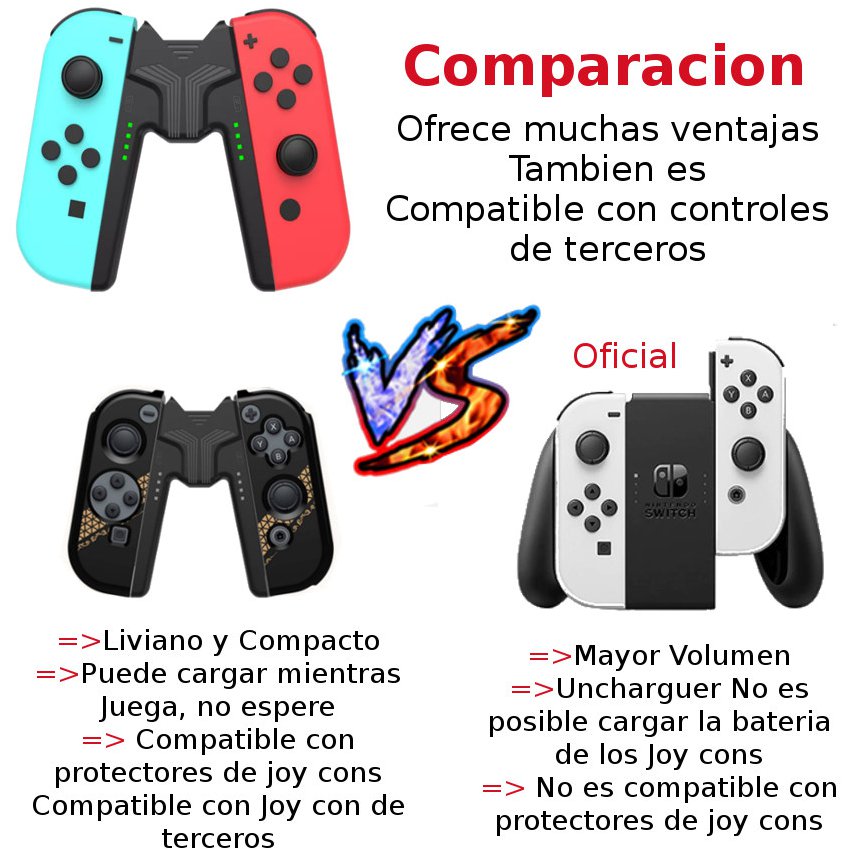 CARGADOR USB C SOPORTE STAND JOYSCON JOY CON NINTENDO SWITCH OLED - 3