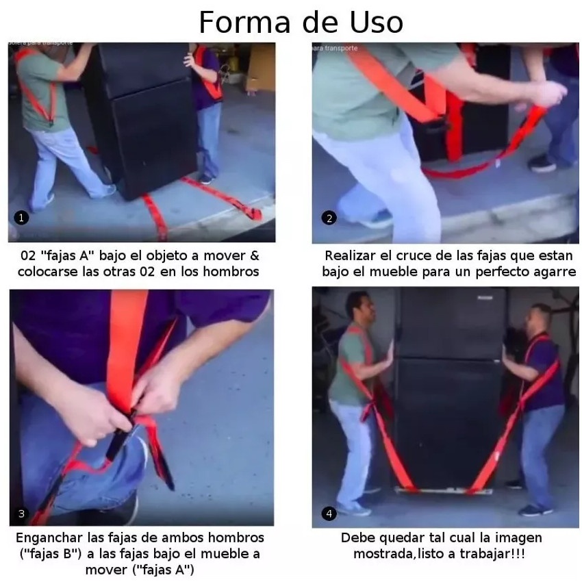 MUDANZA CORREA MOVER FAJA CINTURÓN OBJETOS PESADOS HOGAR CAJ - 3