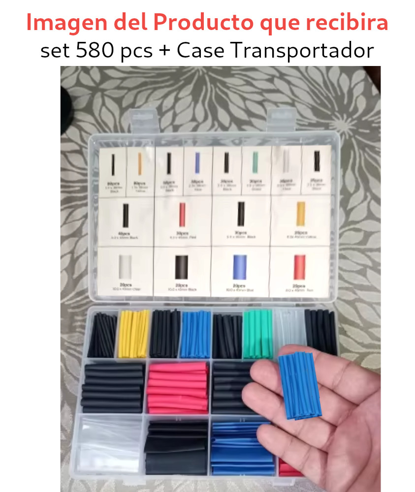 580 TUBOS TERMOENCOGIBLES 16 MODELO + CASE TRANSPORTADOR AISLANTE IGNÍFUGO - 5