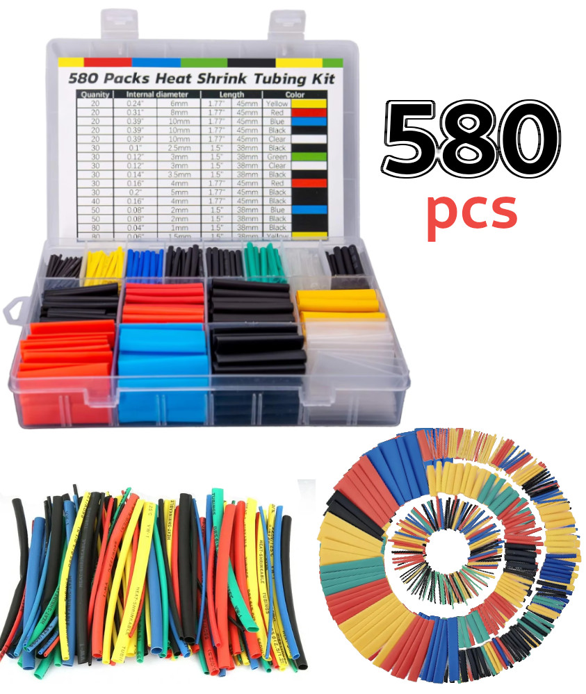 580 TUBOS TERMOENCOGIBLES 16 MODELO + CASE TRANSPORTADOR AISLANTE IGNÍFUGO - 6
