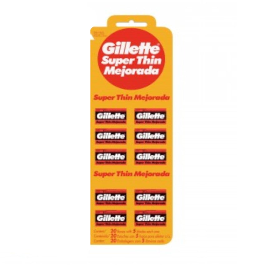 1 BLISTER HOJA AFEITAR GILLETTE HOJILLA ACERO INOX BARBERIA - 1