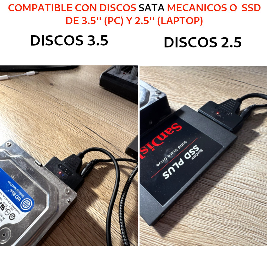 CABLE LECTOR ADAPTADOR SATA A USB 3.0 DISCO SSD HDD 3.5 2.5 - 5