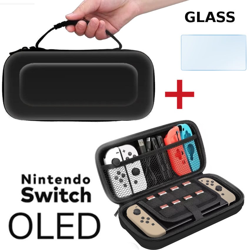 CASE VIAJERO TRANSPORTADOR PARA NINTENDO SWITCH OLED CRISTAL TEMPLADO - 1