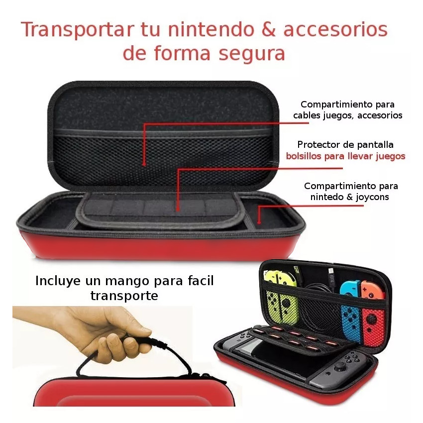 CASE VIAJERO TRANSPORTADOR PARA NINTENDO SWITCH LITE + CRISTAL TEMPLADO - 4