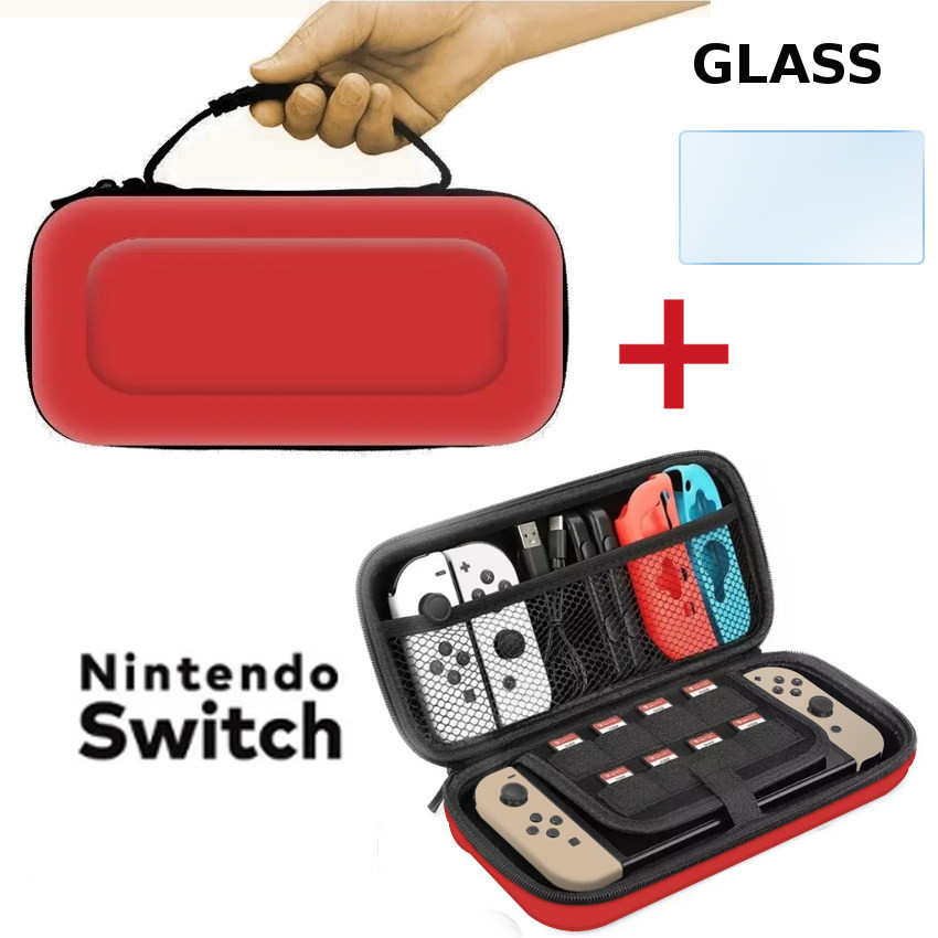 CASE VIAJERO TRANSPORTADOR PARA NINTENDO SWITCH + CRISTAL TEMPLADO - 1