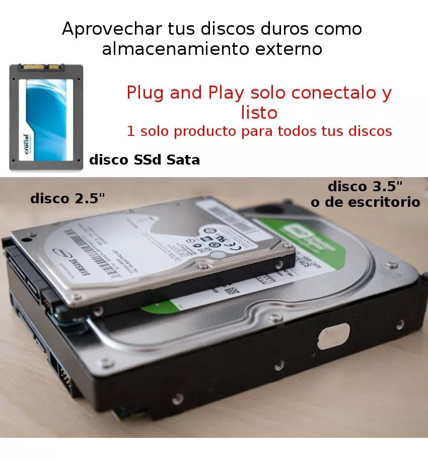 CABLE ADAPTADOR SATA A USB 3.0 DISCOS 3.5 y 2.5 Mecanico o Ssd + Adap 12v - 4