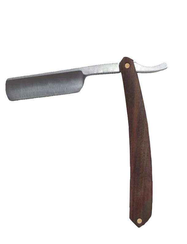 Navaja Recta Barbero + Case Transportador Mango De Madera Afeitado Preciso - 2