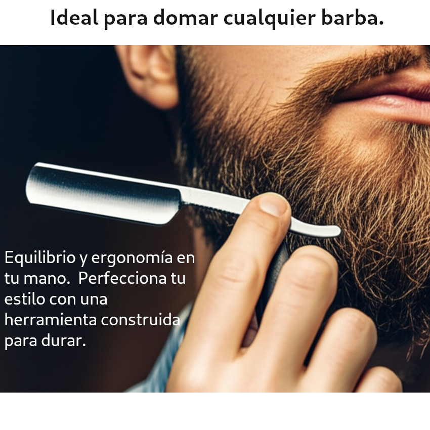 Navaja Recta Barbero + Case Transportador Mango De Madera Afeitado Preciso - 6