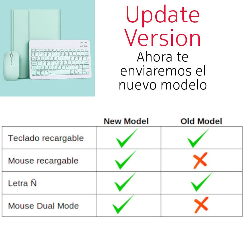 TECLADO MOUSE BLUETOOTH INALAMBRICO RECARGABLE PC ANDROID IPAD MAC TABLET (Ñ) INCLUIDA COLOR ROSA - 3