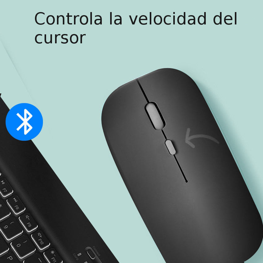 TECLADO MOUSE BLUETOOTH INALÁMBRICO RECARGABLE ESPAÑOL PC ANDROID IPAD MAC TABLET NEGRO - 3