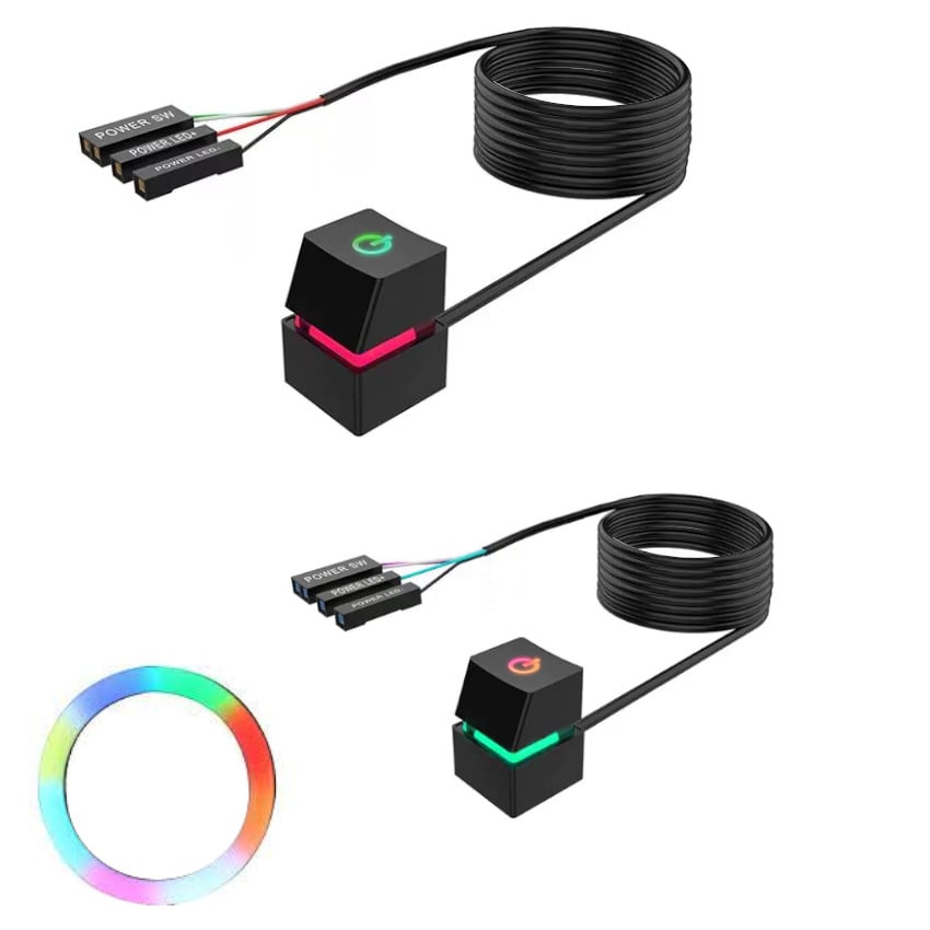 BOTÓN POWER EXTENSOR ENCENDIDO MECÁNICO RGB PC GAMER 2METROS - 1