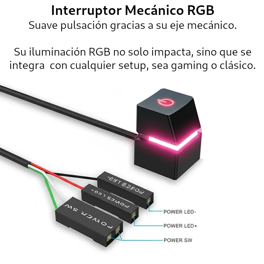 BOTÓN POWER EXTENSOR ENCENDIDO MECÁNICO RGB PC GAMER 2METROS - 5