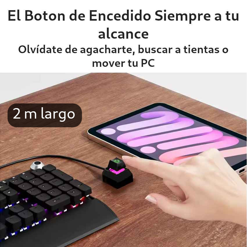 BOTÓN POWER EXTENSOR ENCENDIDO MECÁNICO RGB PC GAMER 2METROS - 6