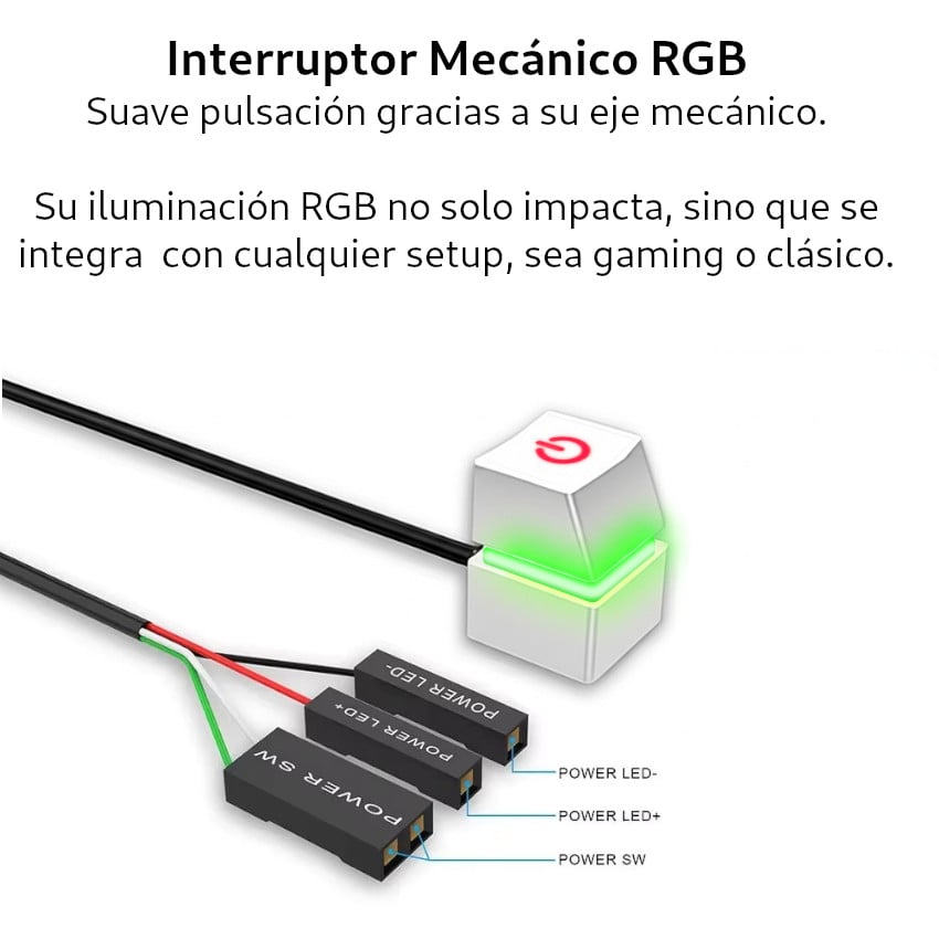 BOTÓN POWER EXTENSOR ENCENDIDO MECÁNICO RGB PC GAMER 2M - 4