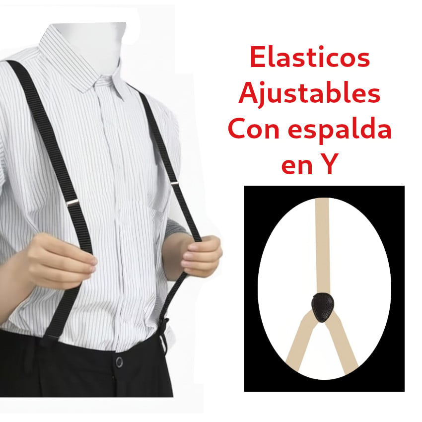 TIRANTES HOMBRE PANTALONES SUJETADOR AJUSTABLES RETRO VINTAGE, OPCION AL CINTURON - 3