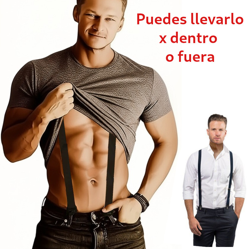 TIRANTES HOMBRE PANTALONES SUJETADOR AJUSTABLES RETRO VINTAGE, OPCION AL CINTURON - 4