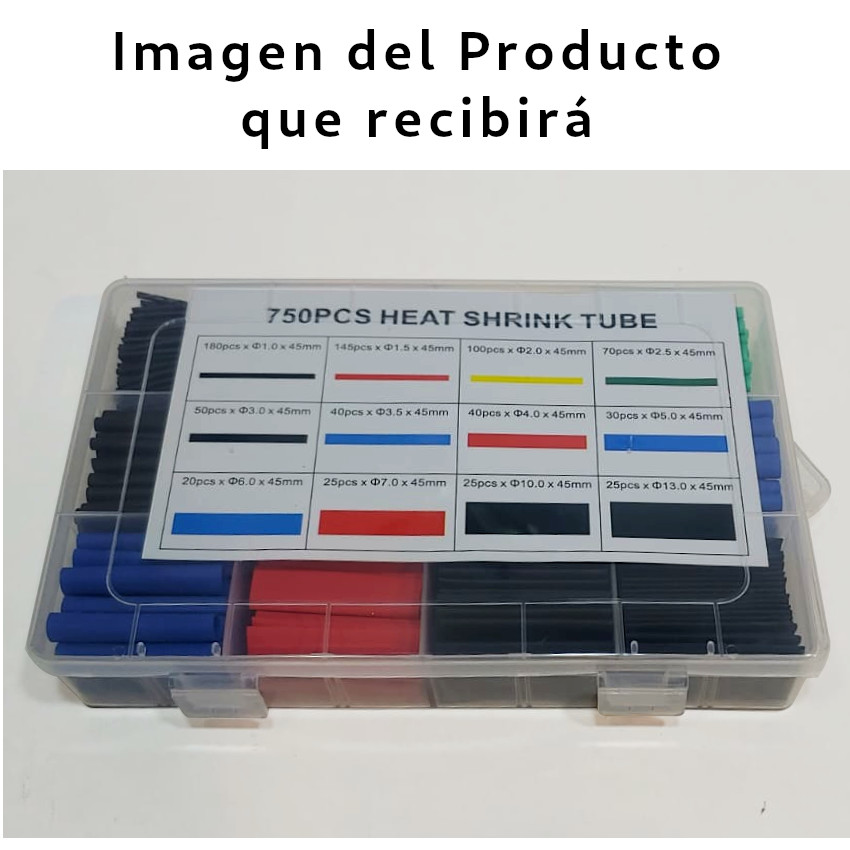 750 TUBOS TERMO RETRÁCTIL TERMO ENCOGIBLES AISLANTE CABLE ELÉCTRICO + ESTUCHE TRANSPORTADOR - 3