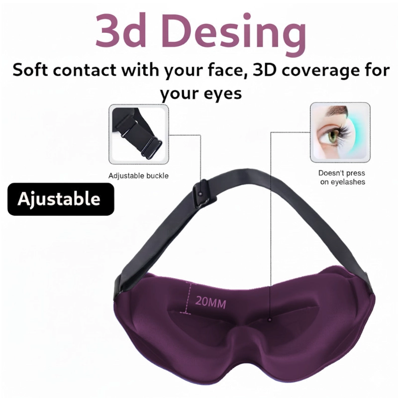 ANTIFAZ PARA DORMIR LENTE 3D MASCARA OJOS AJUSTABLE AISLA LUZ NOCHE SUEÑO + TAPONES - 2