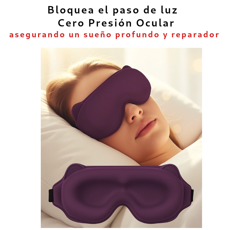 ANTIFAZ PARA DORMIR LENTE 3D MASCARA OJOS AJUSTABLE AISLA LUZ NOCHE SUEÑO + TAPONES - 4