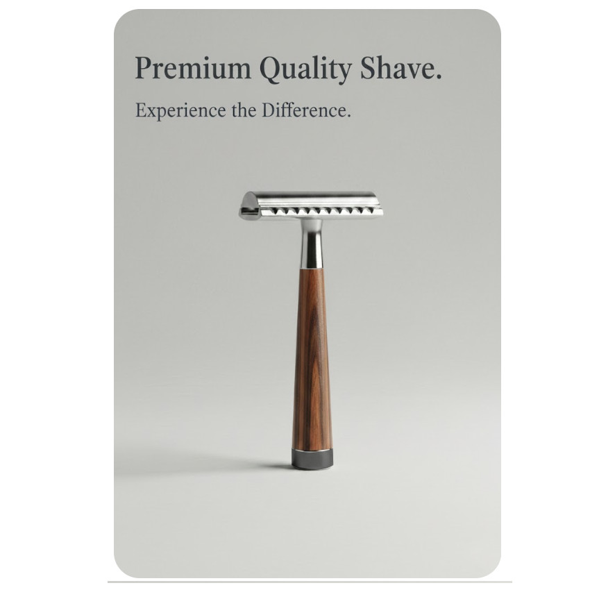 MÁQUINA AFEITAR RASURADORA AFEITADORA CLÁSICA METAL MANGO MADERA +HOJILLAS GILLETTE UNISEX - 2