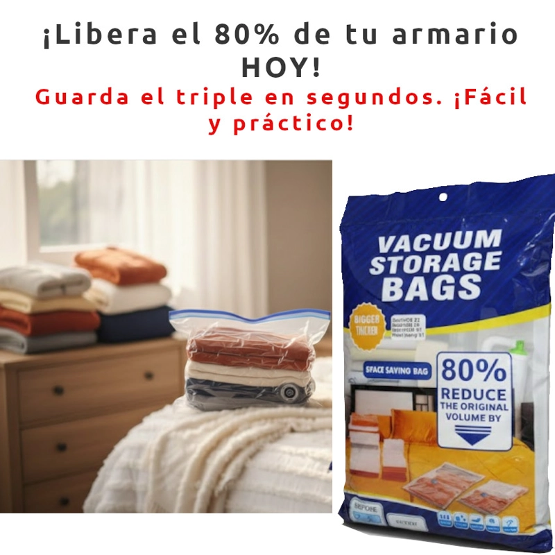 PACK 5 BOLSAS VACÍO VIAJE ROPA CASACAS + SUCCIONADOR EXTRACTOR AIRE - 3
