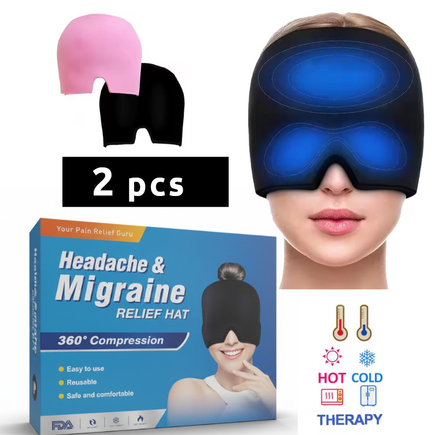 PACK 2 GORRO GEL TERAPIA FRIO CALOR ANTIMIGRAÑA RELAJANTE COMPRESA DOLOR CABEZA MIGRAÑA ESTRES - 1