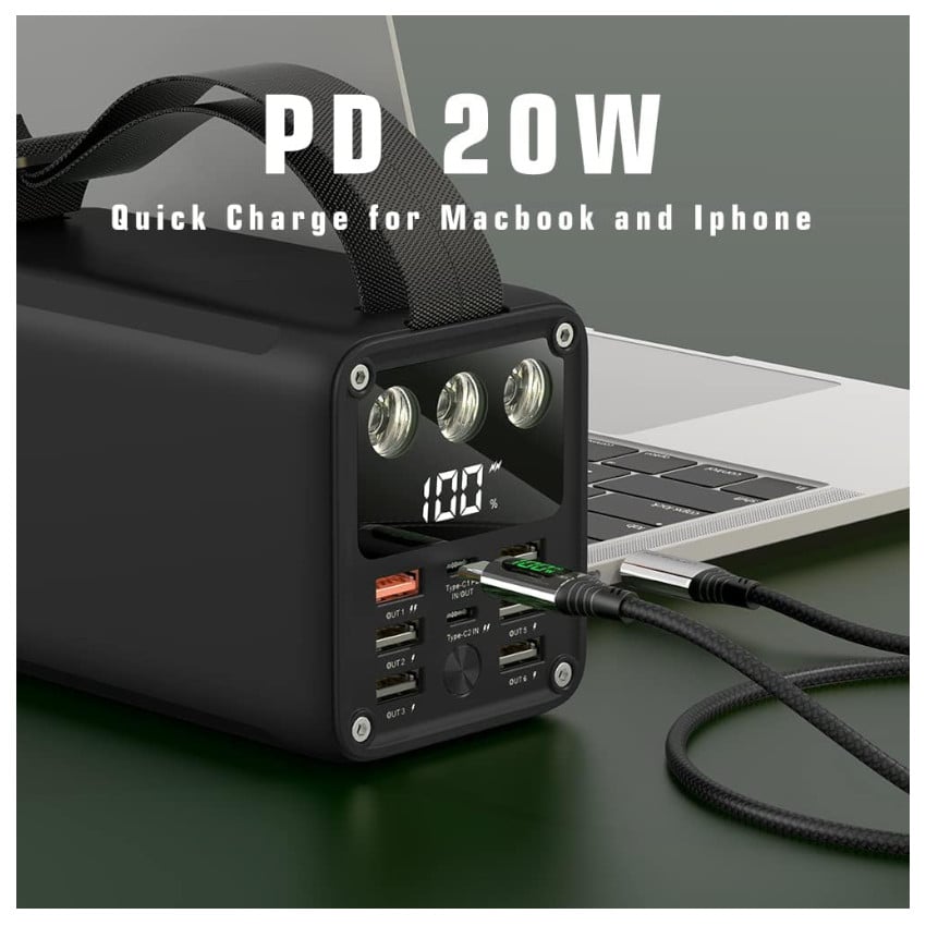 POWER BANK CARGA RAPIDA 60,000 MAH IPAD MAC TELEFONOS IPHONE PD20W - 5