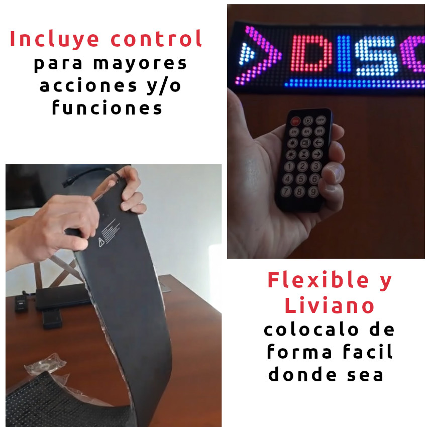LUZ CARTEL LETRERO LED RGB PROGRAMABLE APP CELL USB 60X12CM BLUETOOTH - 3