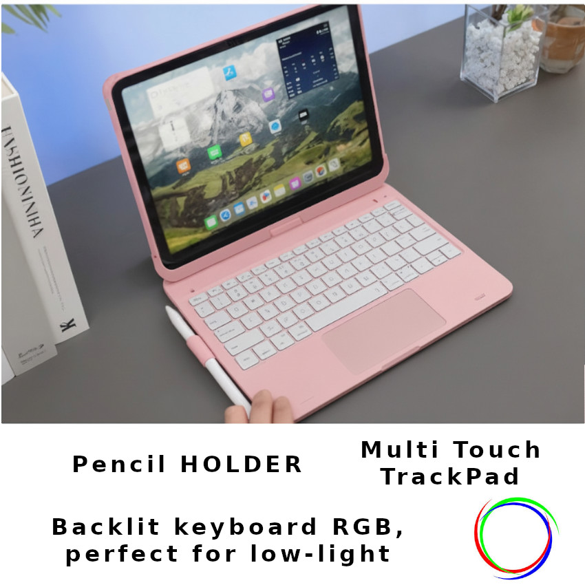 TECLADO + TOUCH PAD 7 IN 1 BLUETOOTH PARA IPAD 10.9 10 GEN 11GEN A16 2025 ROSA TYPECASE - 2