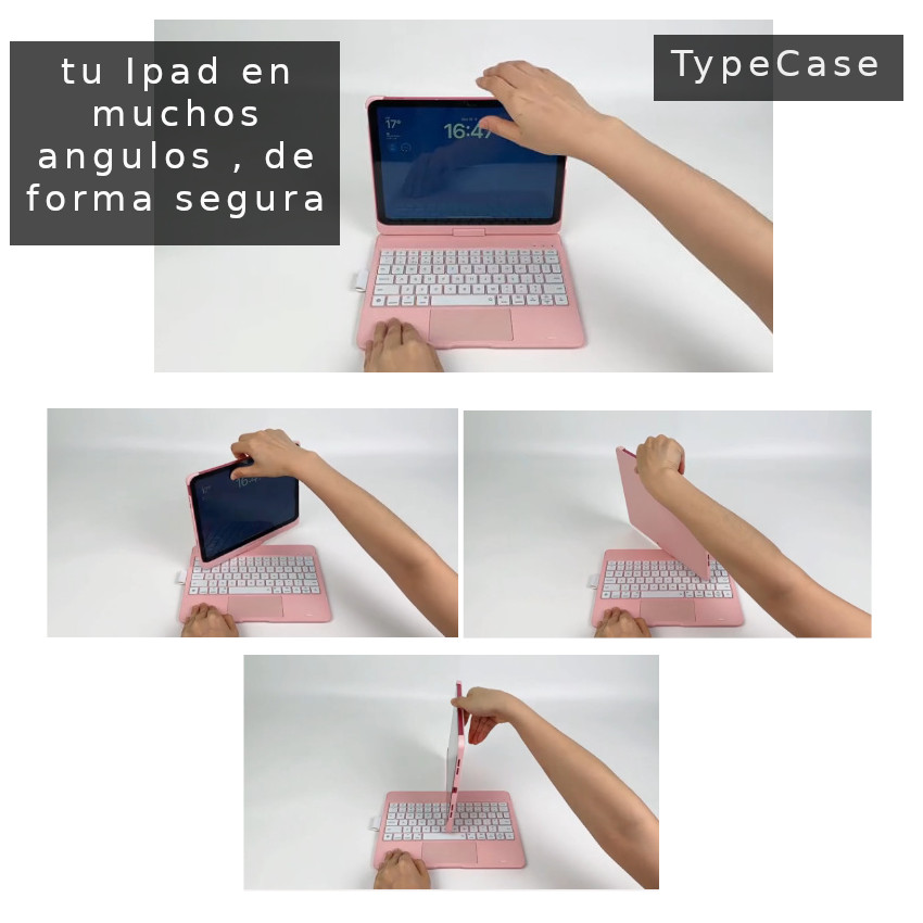 TECLADO + TOUCH PAD 7 IN 1 BLUETOOTH PARA IPAD 10.9 10 GEN 11GEN A16 2025 ROSA TYPECASE - 6