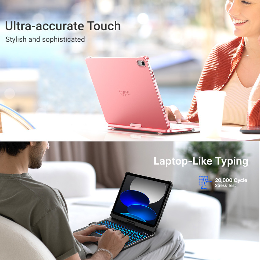 TECLADO + TOUCH PAD 7 IN 1 BLUETOOTH PARA IPAD 10.9 10 GEN 11GEN A16 2025 ROSA TYPECASE - 7