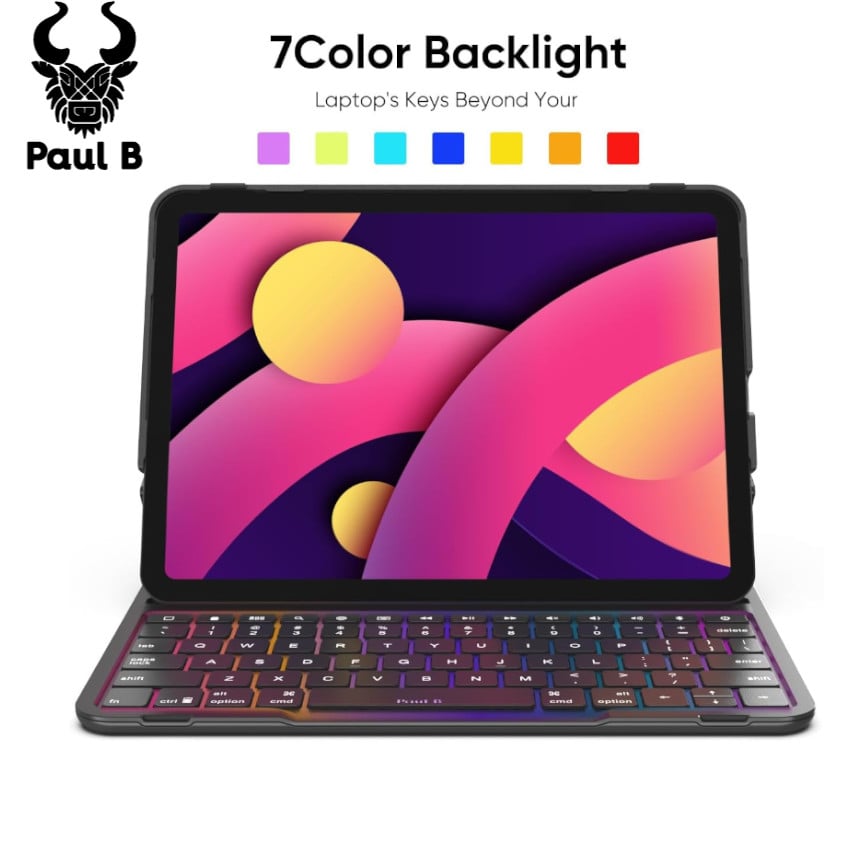 TECLADO PAUL B RGB BLUETOOTH RECARGABLE IPAD AIR 4 5 6 2020 2022 2024 10.9' / 11' - 1