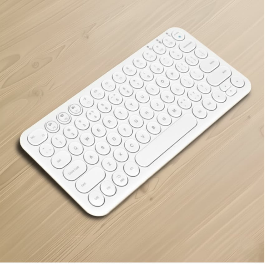 TECLADO INALAMBRICO WIRELESS WINDOWS LINUX MAC COMPACTO BLANCO ROUND KEYS - 1