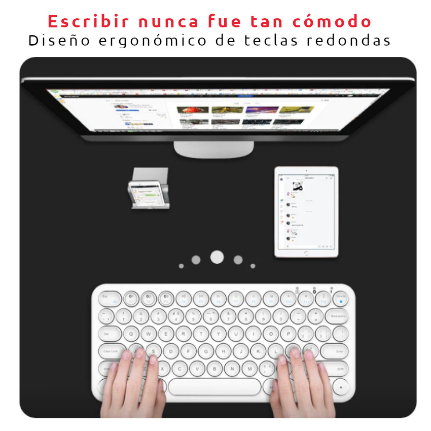 TECLADO INALAMBRICO WIRELESS WINDOWS LINUX MAC COMPACTO BLANCO ROUND KEYS - 5