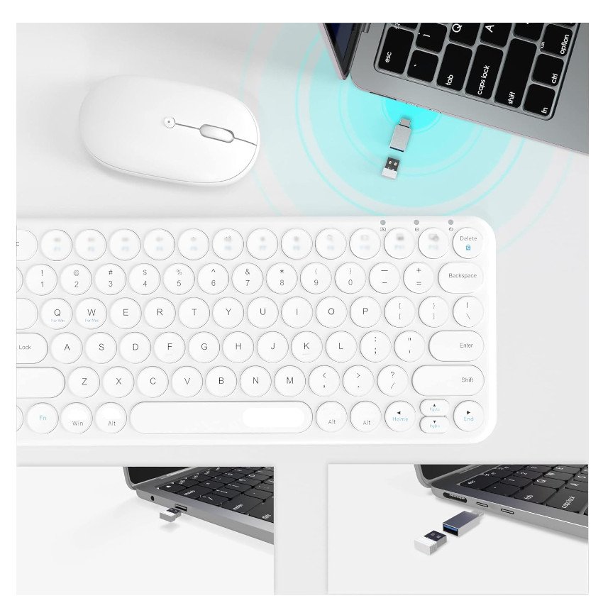 TECLADO INALAMBRICO WIRELESS WINDOWS LINUX MAC COMPACTO BLANCO ROUND KEYS - 6