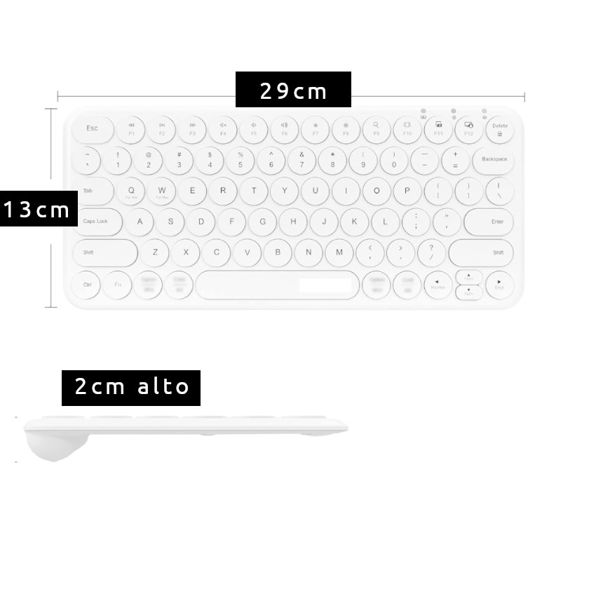 TECLADO INALAMBRICO WIRELESS WINDOWS LINUX MAC COMPACTO BLANCO ROUND KEYS - 7