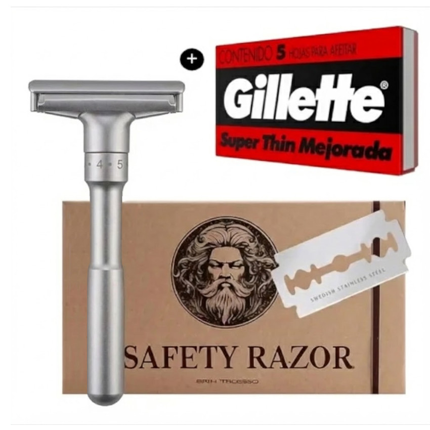 MÁQUINA MINGSHI® RAZOR AFEITADORA CLÁSICA INOXIDABLE 6 LEVEL + HOJILLAS - 1
