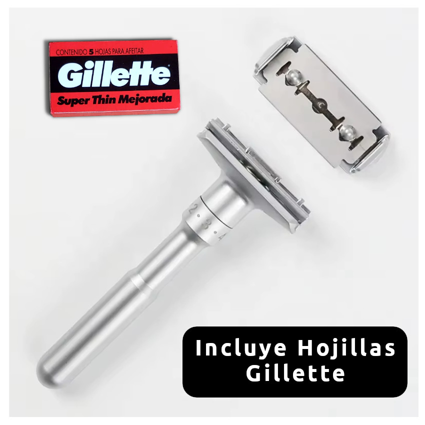 MÁQUINA MINGSHI® RAZOR AFEITADORA CLÁSICA INOXIDABLE 6 LEVEL + HOJILLAS - 2